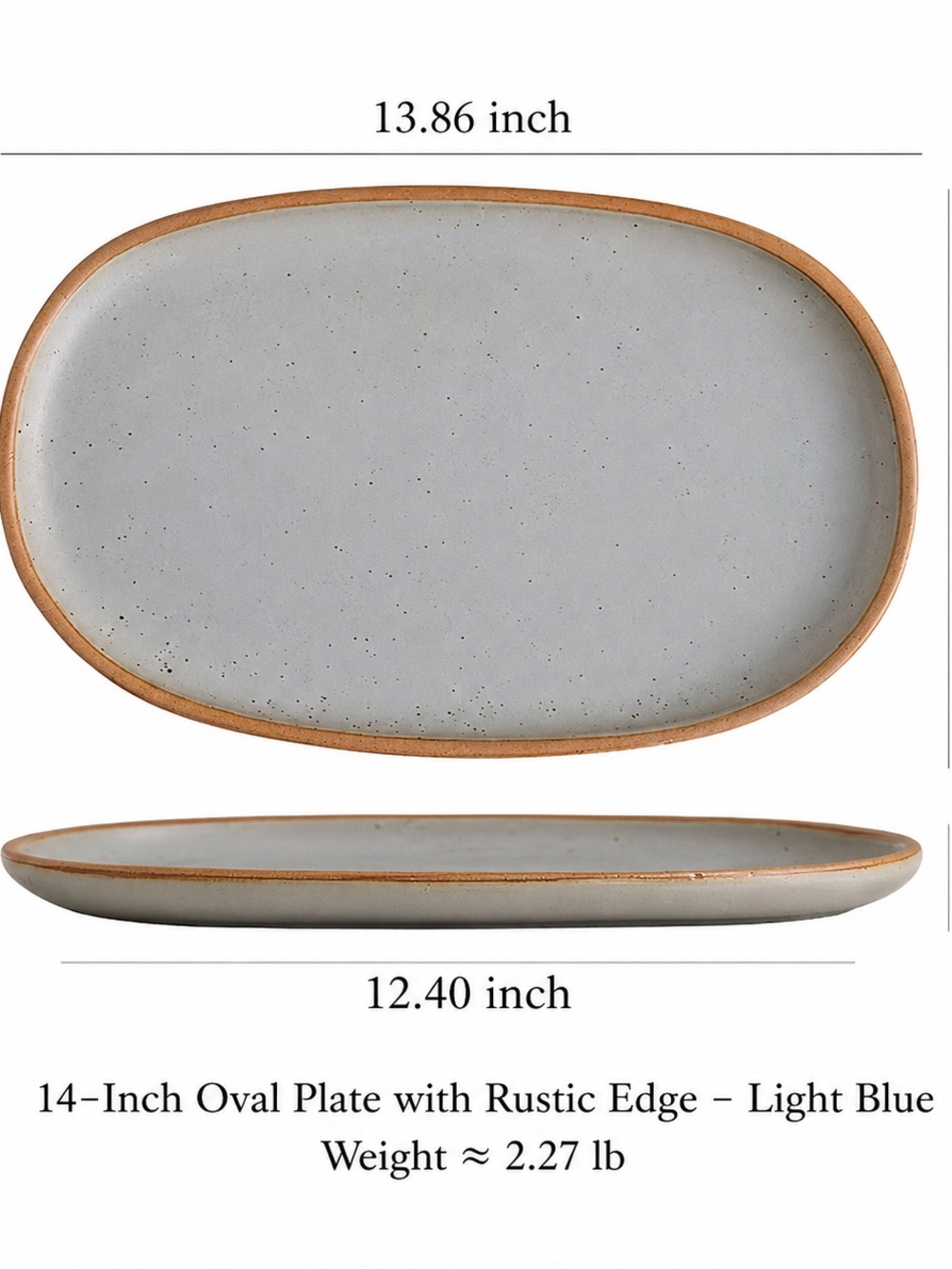 Light Blue Rustic Oval Serving Platter - Home Dining